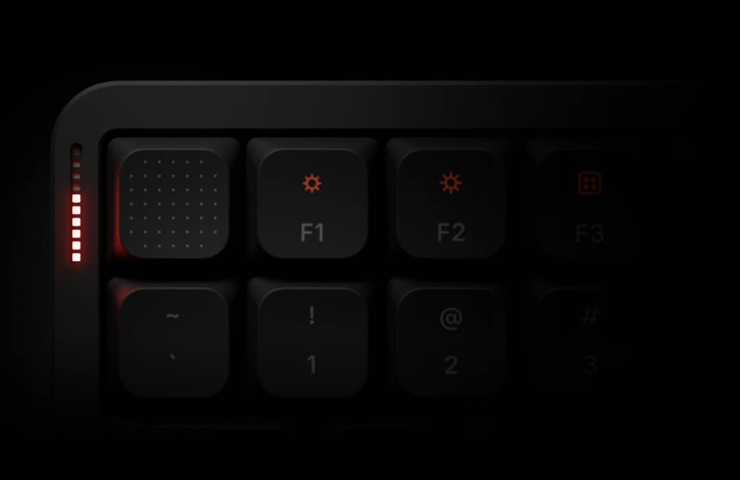 RGB light bar glowing along the edge of the keyboard